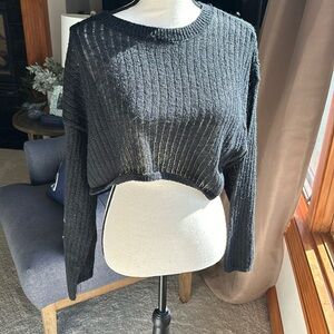Wild Fable Black Ribbed Cropped Sweater